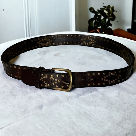 Vintage leather studded rivets belt  western boho festival - Picture 1 of 4